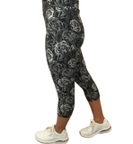 ONE SIZE BLACK AND GRAY LEGGING CAPRIS