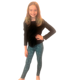 GIRL WEARING DRAGONFLY LEGGINGS