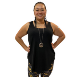 WOMAN WEARING PLUS SIZE BLACK TANK TOP