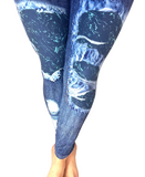 3X-5X BLUE MARBLE JEGGINGS