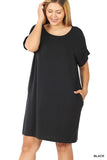 WOMAN WEARING BLACK SUMMER DRESS