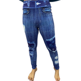 Woman wearing patterned jeggings