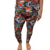 WOMAN WEARING PLUS SIZE ROCK BAND LEGGINGS