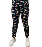 WOMAN WEARING PLUS SIZE UNICORN LEGGINGS