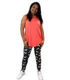 WOMAN WEARING PLUS SIZE UNICORN LEGGINGS