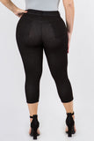 WOMAN WEARING PLUS SIZE POCKET BLACK JEGGING CAPRIS