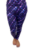 Woman wearing tie-dye yoga band leggings
