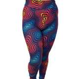 WOMAN WEARING EXTRA PLUS COLOURFUL LEGGINGS