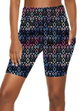 PLUS SIZE PATTERNED BIKE SHORTS WITH POCKETS