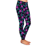 PURPLE FLORAL YOGA BAND LEGGINGS