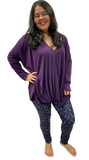 Woman wearing Purple Hockey leggings
