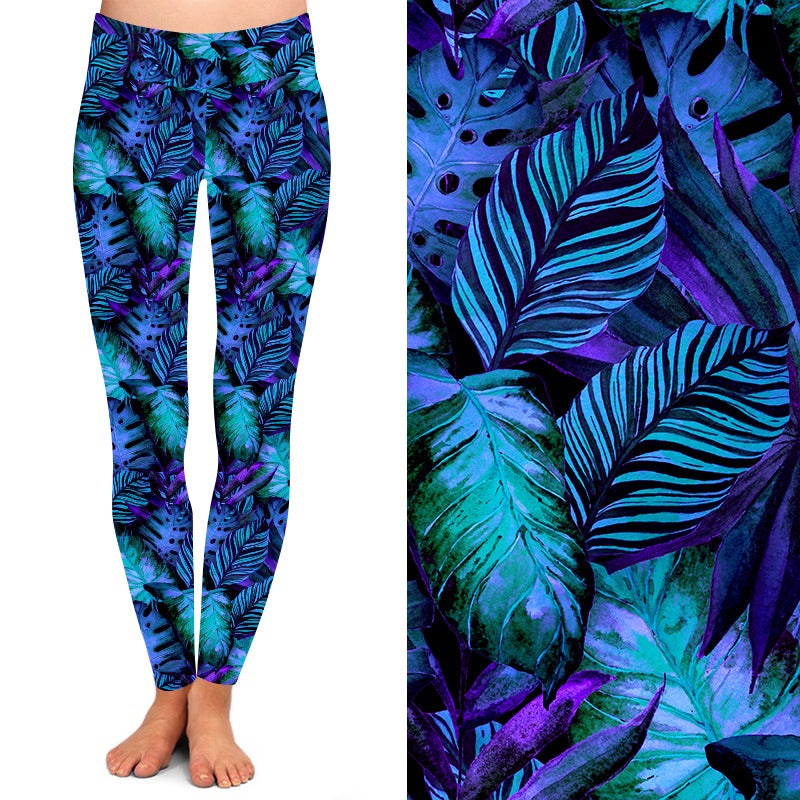 ONE SIZE BLUE FLORAL LEGGINGS