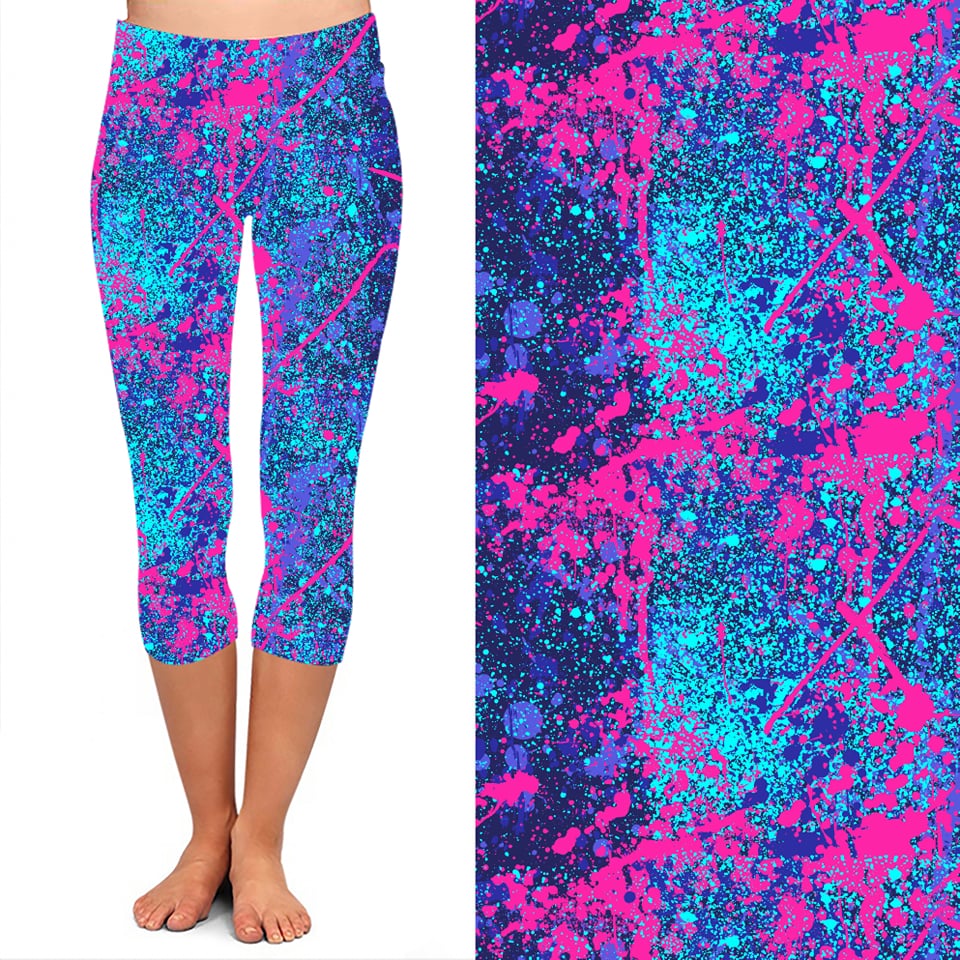 PLUS BLUE AND PINK TIE-DYE LEGGING CAPRIS