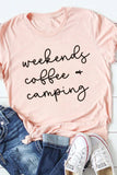 WOMAN WEARING A CAMPING T-SHIRT