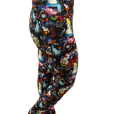 WOMAN WEARING EXTRA CURVY ALICE IN WONDERLAND LEGGINGS