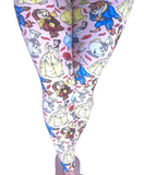 WOMAN WEARING BEAUTY AND THE BEAST LEGGINGS