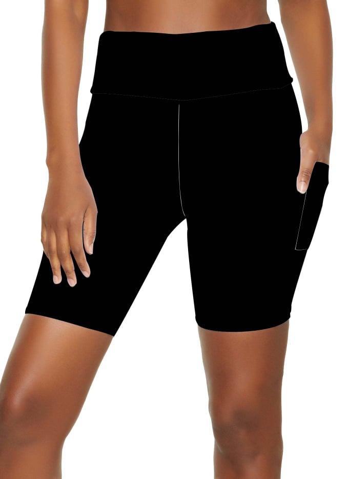 EXTRA PLUS SIZE BLACK BIKER SHORTS WITH POCKETS