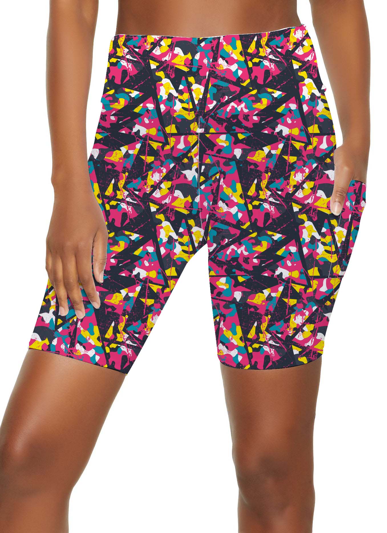 PLUS PATTERNED BIKE SHORTS WITH POCKETS