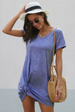 WOMAN WEARING BLUE SUMMER DRESS