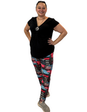 WOMAN WEARING EXTRA CURVY COFFEE LEGGINGS