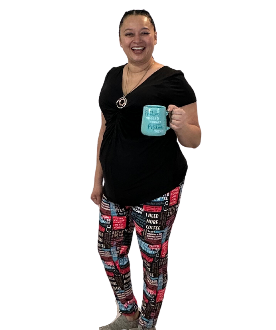 EXTRA PLUS SIZE COFFEE THEME YOGA BAND LEGGINGS – Luv 21 Leggings & Apparel  Inc.