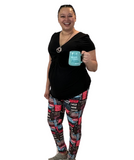 WOMAN WEARING EXTRA PLUS COFFEE LEGGINGS