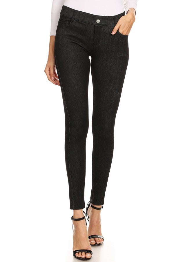 BLACK 5-POCKET JEGGINGS