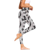 WOMAN WEARING EXTRA CURVY BLACK AND WHITE LEGGINGS