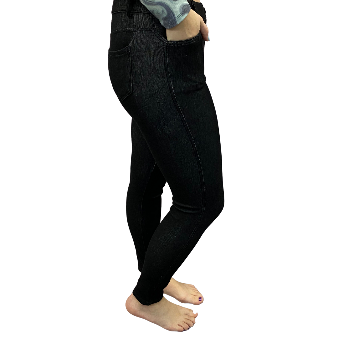 PLUS SIZE BLACK JEGGINGS WITH REAL POCKETS – Luv 21 Leggings & Apparel Inc.
