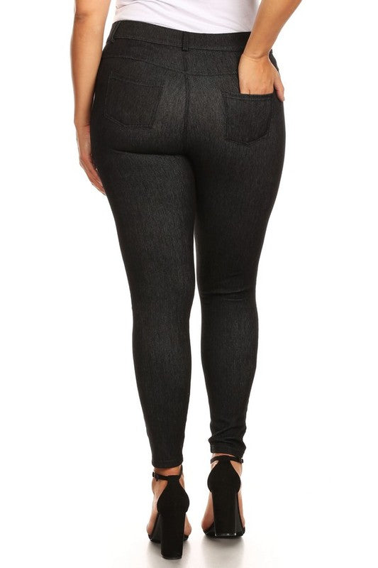 BLACK 5-POCKET JEGGINGS