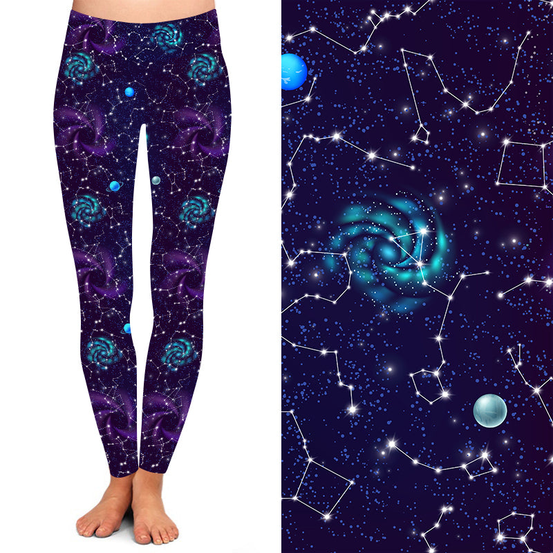 EXTRA PLUS SIZE PURPLE AND BLUE GALAXY YOGA BAND LEGGINGS – Luv 21
