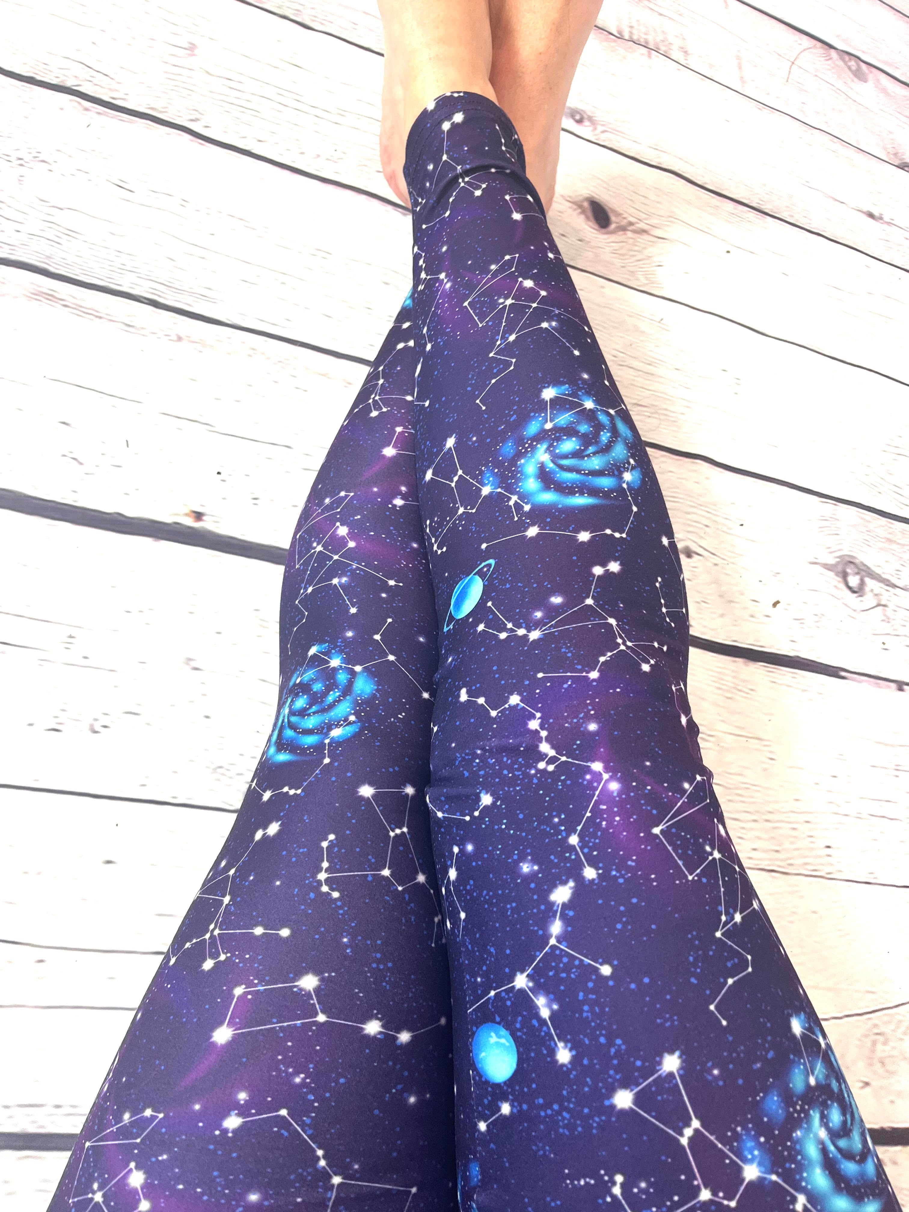 Kids / Girls Cute Blue Purple Galaxy Space Stars Print Leggings
