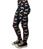 WOMAN WEARING UNICORN LEGGINGS