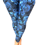 WOMAN WEARING BLUE PATTERNED LEGGINGS
