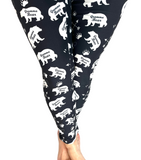 WOMAN WEARING EXTRA PLUS GRAMMA BEAR LEGGINGS