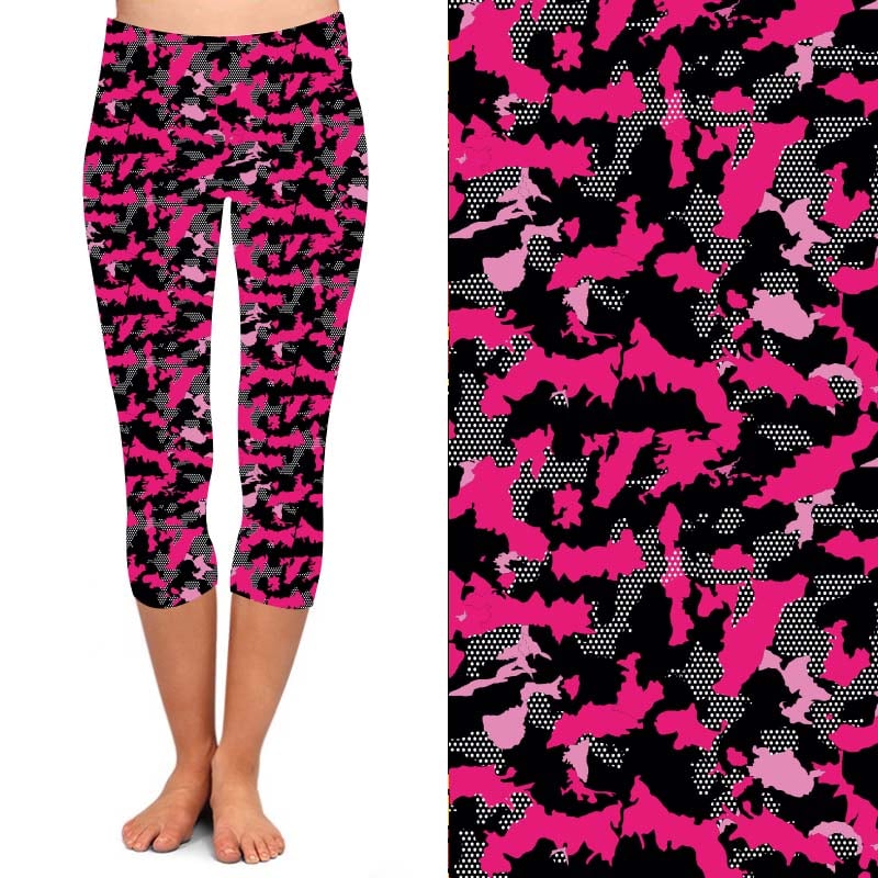 EXTRA PLUS SIZE PINK AND BLACK CAMOUFLAGE LEGGING CAPRIS