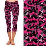 PLUS SIZE PINK AND BLACK CAMOUFLAGE LEGGING CAPRIS