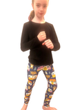 GIRL WEARING MATCHING CAMPING LEGGINGS