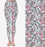ONE SIZE PINK AND GRAY CAMOUFLAGE LEGGINGS