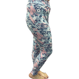 Woman wearing light gray camo leggings