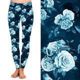 BLUE AND WHITE FLORAL LEGGINGS