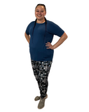 WOMAN WEARING PLUS SIZE PLAID JOGGERS