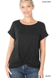 WOMAN WEARING BLACK SHIRT WITH LEGGINGS