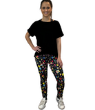 WOMAN WEARING BOWLING LEGGINGS