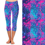 ONE SIZE BLUE AND PINK TIE-DYE LEGGING CAPRIS