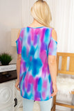 COLD SHOULDER TIE-DYE TOP