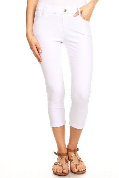 PLUS SIZE WHITE JEGGING CAPRIS WITH REAL POCKETS – Luv 21 Leggings &  Apparel Inc.