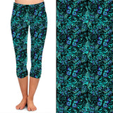 EXTRA PLUS SIZE TEAL BUTTERFLY LEGGING CAPRIS