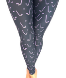 WOMAN WEARING EXTRA PLUS HOCKEY MOM LEGGINGS